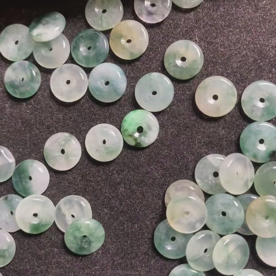 100PCS Ice Flower Green Wholesale 7mm Grade A ICY Jade Jadeite Flat Roundness Beads Spacer  Best jade