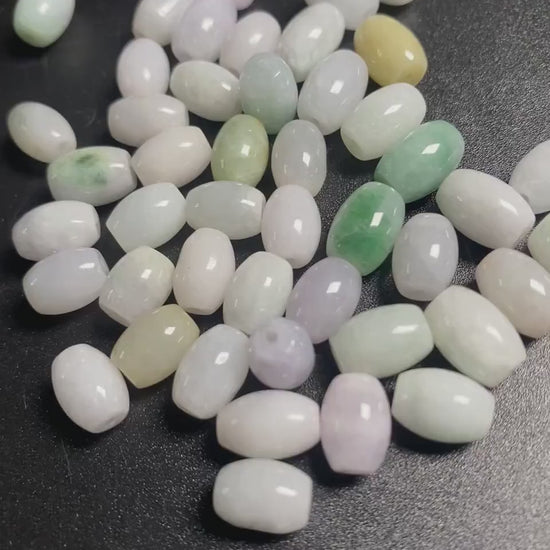 100Pcs Oval shape Grade A Jade Burma Jadeite Beads WHITE Perle DIY jade necklace earrings ,Jade barrel tube