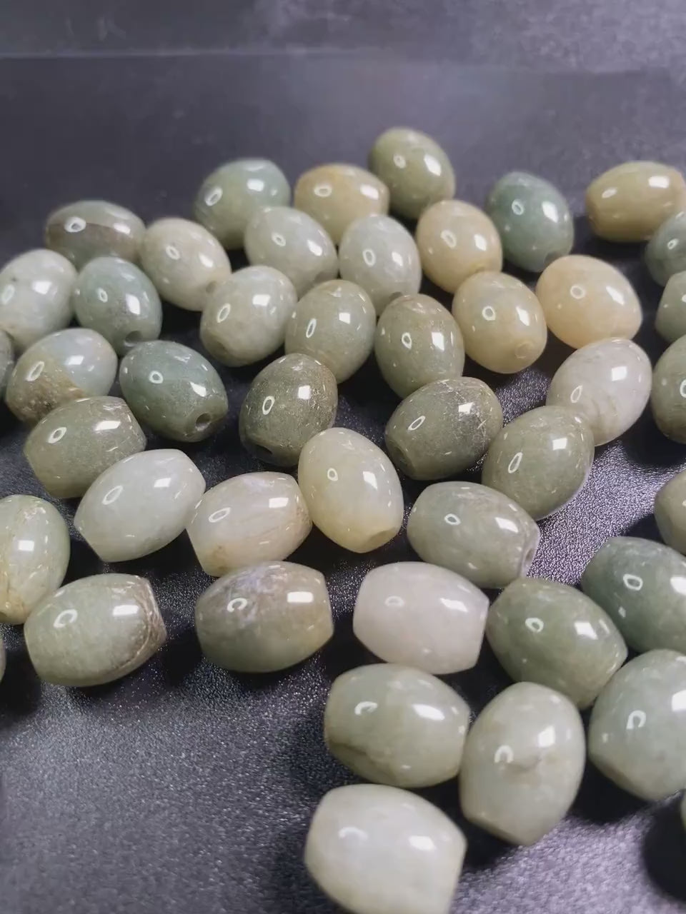 100Pcs Oval shape Grade A Jade Burma Jadeite Beads WHITE Gray Perle DIY jade necklace earrings ,Jade barrel tube