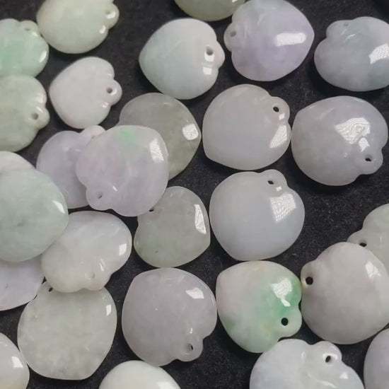 Lucky Heart Shape Grade A Jade Burma jadeite Beads Perle Green Type A jade Ice Myanmar Jadeite DIY necklace earrings