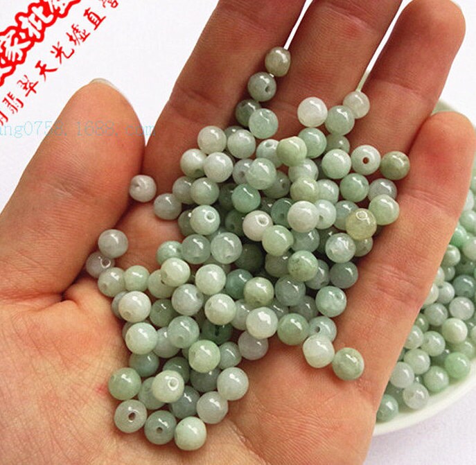 100PCS (Wholesale) 3mm~13mm Grade A Jade Burma Jadeite Roundness Beads Ball GREEN WHITE Best-jade