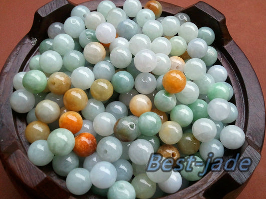 100Pcs Wholesale 3mm~13mm ICE Grade A Jade Green Yellow Jadeite Roundness Beads Ball Burma jade DIY Necklace earrings Kügelchen жемчуг капля