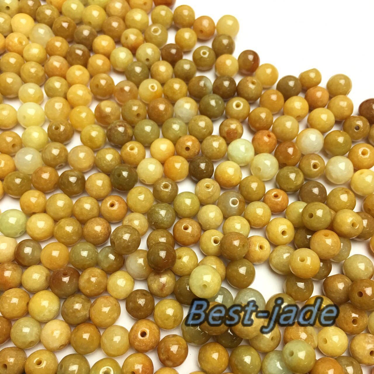 50PCS (Wholesale) 3mm~13mm Grade A ICY Jade Jadeite Flat Roundness Beads Ball YELLOW Chinese Best-jade