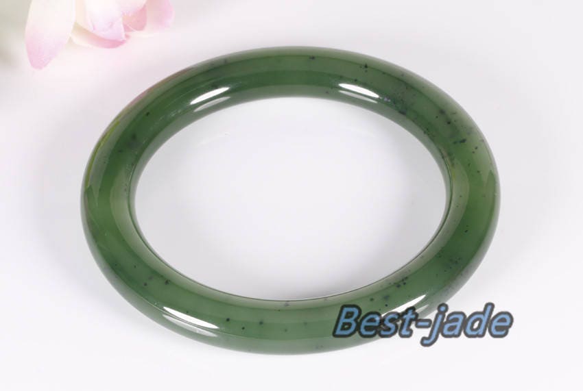 Canadian jasper 54mm Apple Green Natural Nephrite Jade Chain Hand LADY Bracelet Pounamu Maori Bangle schmuck Canadian Jade NZ jasper