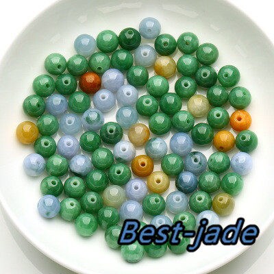 Top quality 50PCS 3mm~10mm Grade A ICY Jade Natural Jadeite Roundness Beads Ball GREEN purple WHITE Chinese Best-jade