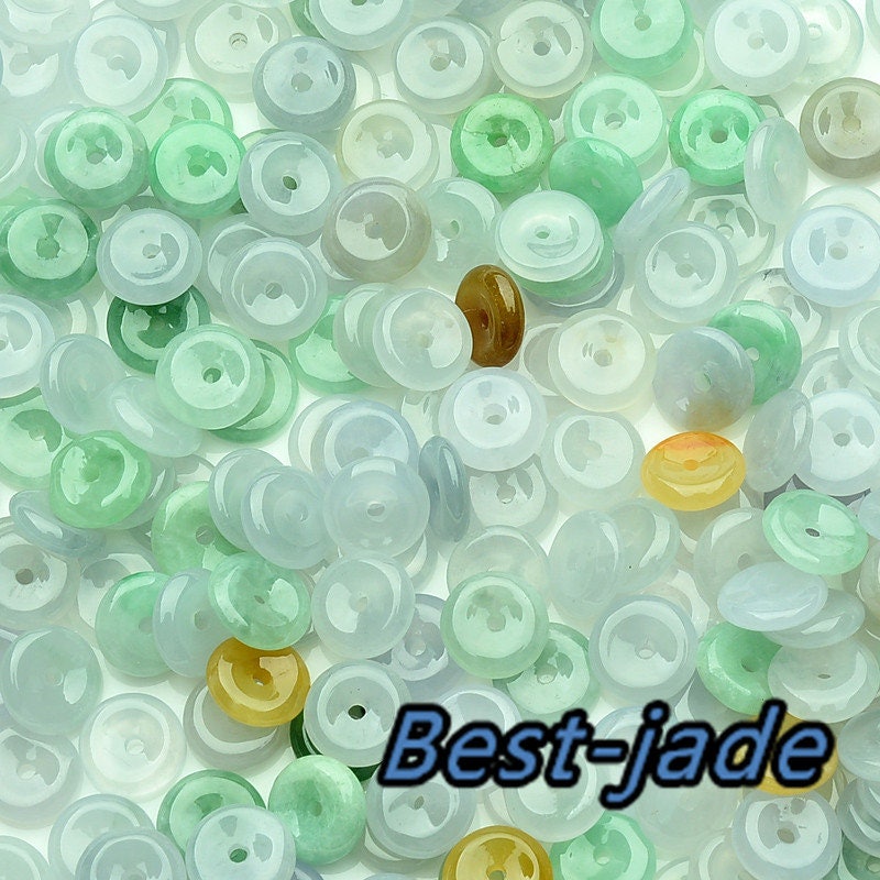 100Pcs 8-12mm Nature Grade A Jade Green Jadeite Flat Roundness Beads Donut DIY jade Earrings ringBest-jade