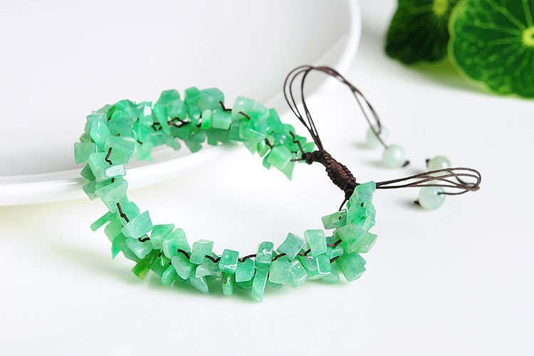 Natural Green Jade Green Grade A Myanmar Jadeite bead Bracelet Chain Burma Lady fine jewlery jade gift