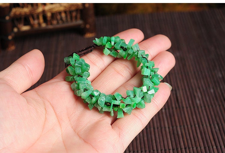 Natural Green Jade Green Grade A Myanmar Jadeite bead Bracelet Chain Burma Lady fine jewlery jade gift