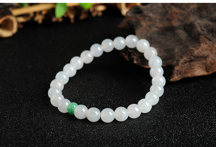 High quality Grade A Natural Jadeite 7*7mm Hand carved Jade Round bead Ball bangle Bracelet Chain Green gemstone Burma Lady