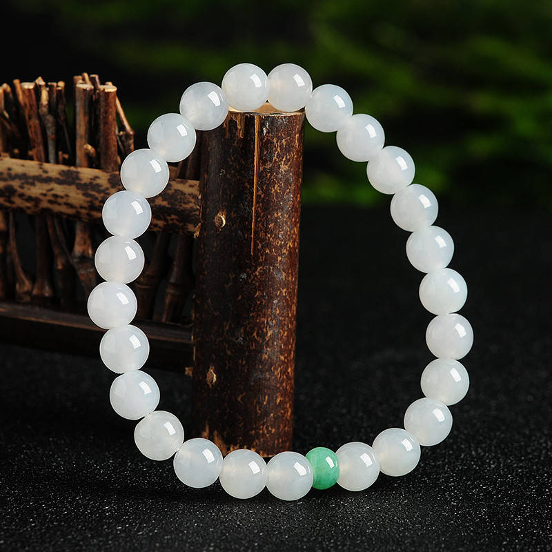 High quality Grade A Natural Jadeite 7*7mm Hand carved Jade Round bead Ball bangle Bracelet Chain Green gemstone Burma Lady