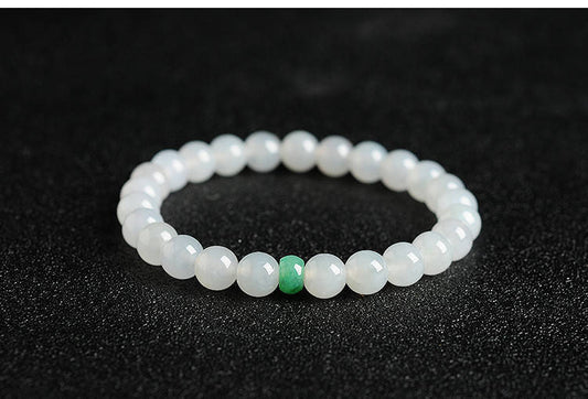 High quality Grade A Natural Jadeite 7*7mm Hand carved Jade Round bead Ball bangle Bracelet Chain Green gemstone Burma Lady