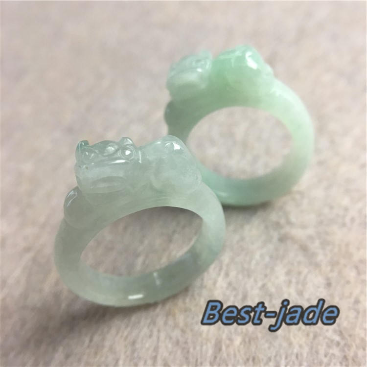 US size 5-12 Pixiu Jadeite Ring Ice Grade A jade Burma Jadeite Real Jade Green gemstone Lady rings Jewelry jade Birthday gift