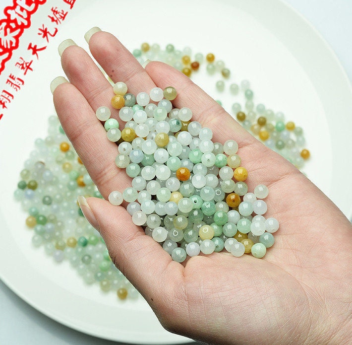 100PCS (Wholesale) 3mm~13mm Grade A ICY Jade Jadeite round Roundness Beads Ball GREEN WHITE Gray Chinese Best-jade