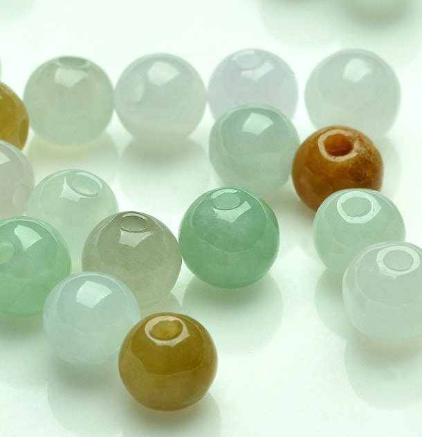 100PCS (Wholesale) 3mm~13mm Grade A ICY Jade Jadeite round Roundness Beads Ball GREEN WHITE Gray Chinese Best-jade