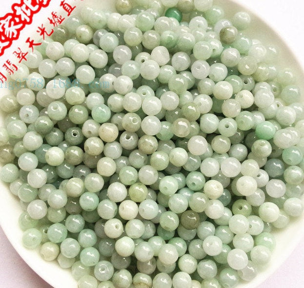 100PCS (Wholesale) 3mm~13mm Grade A Jade Burma Jadeite Roundness Beads Ball GREEN WHITE Best-jade