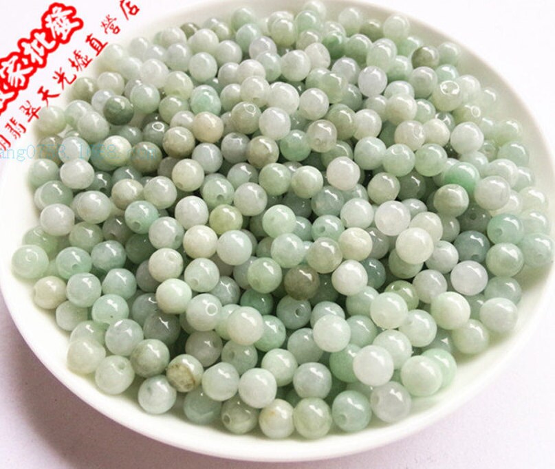 100PCS (Wholesale) 3mm~13mm Grade A Jade Burma Jadeite Roundness Beads Ball GREEN WHITE Best-jade