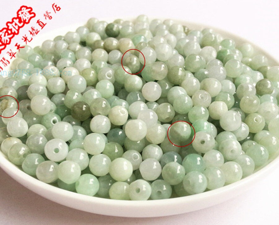 100PCS (Wholesale) 3mm~13mm Grade A Jade Burma Jadeite Roundness Beads Ball GREEN WHITE Best-jade