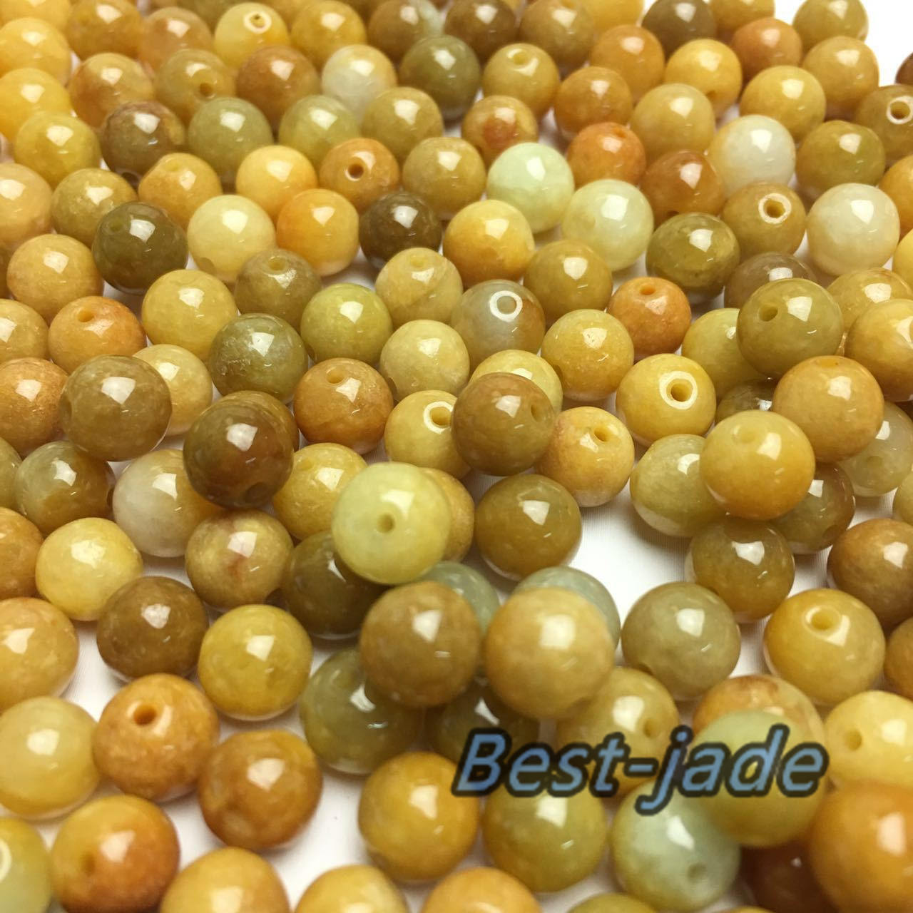 50PCS (Wholesale) 3mm~13mm Grade A ICY Jade Jadeite Flat Roundness Beads Ball YELLOW Chinese Best-jade