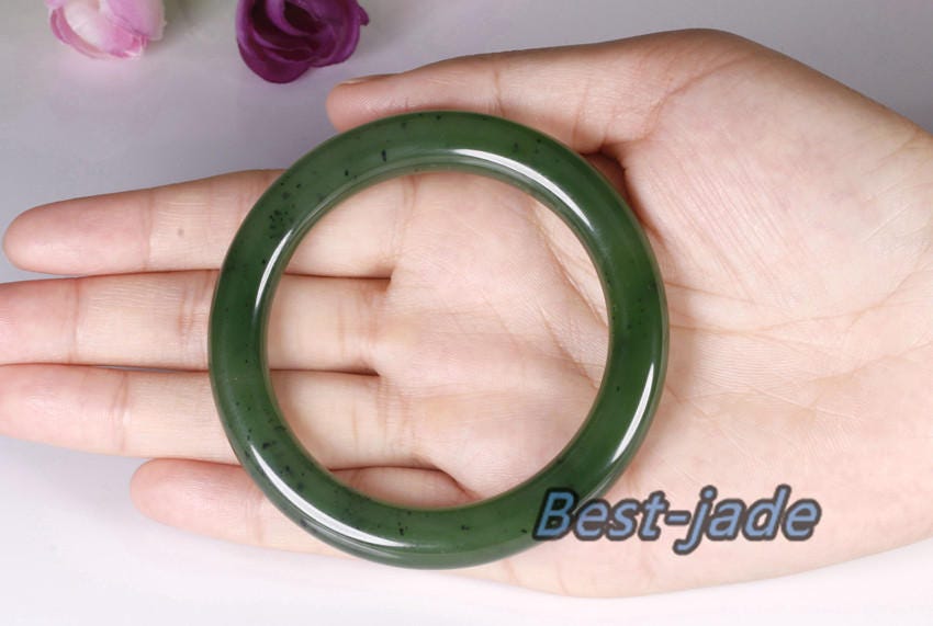 Canadian jasper 54mm Apple Green Natural Nephrite Jade Chain Hand LADY Bracelet Pounamu Maori Bangle schmuck Canadian Jade NZ jasper