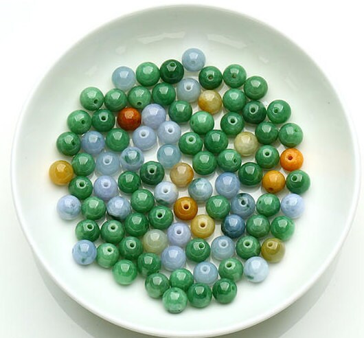 Top quality 50PCS 3mm~10mm Grade A ICY Jade Natural Jadeite Roundness Beads Ball GREEN purple WHITE Chinese Best-jade