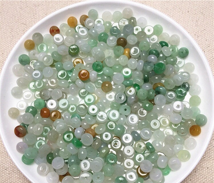 100Pcs Wholesale 4*6mm Donut Grade A Jade Burma Jadeite Flat Roundness Beads Green jadeware bead DIY jade spacer earrings Kügelchen n.