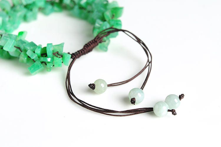 Natural Green Jade Green Grade A Myanmar Jadeite bead Bracelet Chain Burma Lady fine jewlery jade gift