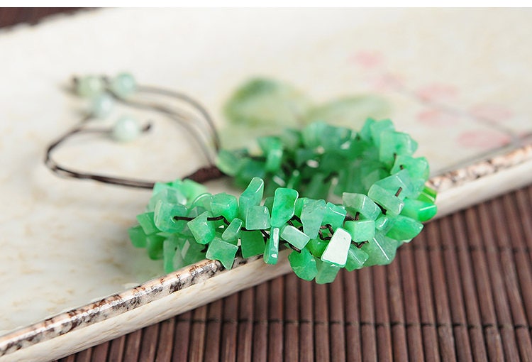 Natural Green Jade Green Grade A Myanmar Jadeite bead Bracelet Chain Burma Lady fine jewlery jade gift