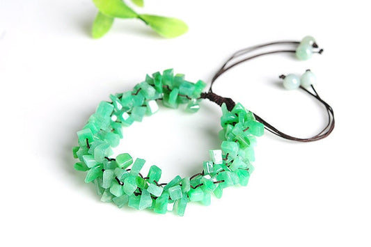 Natural Green Jade Green Grade A Myanmar Jadeite bead Bracelet Chain Burma Lady fine jewlery jade gift