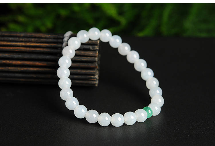 High quality Grade A Natural Jadeite 7*7mm Hand carved Jade Round bead Ball bangle Bracelet Chain Green gemstone Burma Lady