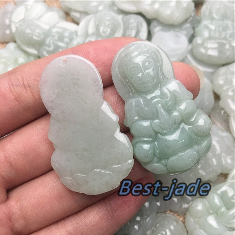 KWAN YIN Guanyin Natural Grade A Jade Green Burma Jadeite child Female jade gift