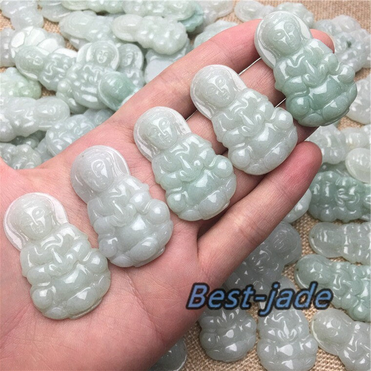 KWAN YIN Guanyin Natural Grade A Jade Green Burma Jadeite child Female jade gift