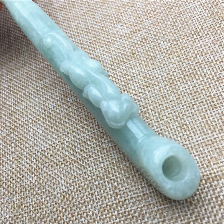 10 pcs () Hand carved cigarette holder Mouthpiece Moer Grade A Natural necklace Green Jade ICE Jadeite Chinese Carved ,birthday gift men's