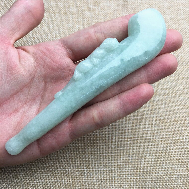 10 pcs () Hand carved cigarette holder Mouthpiece Moer Grade A Natural necklace Green Jade ICE Jadeite Chinese Carved ,birthday gift men's