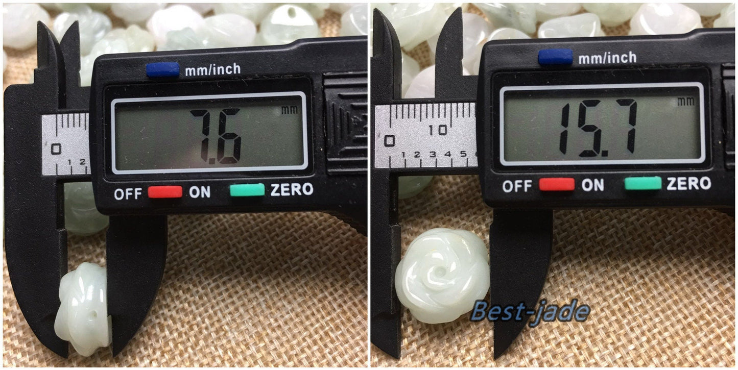 10PCS Flower Rose Beads Natural Grade A jade Green ICE Burma Jadeite bead Chinese Carved Myanmar DIY pendants necklace Blume f. fleur varié