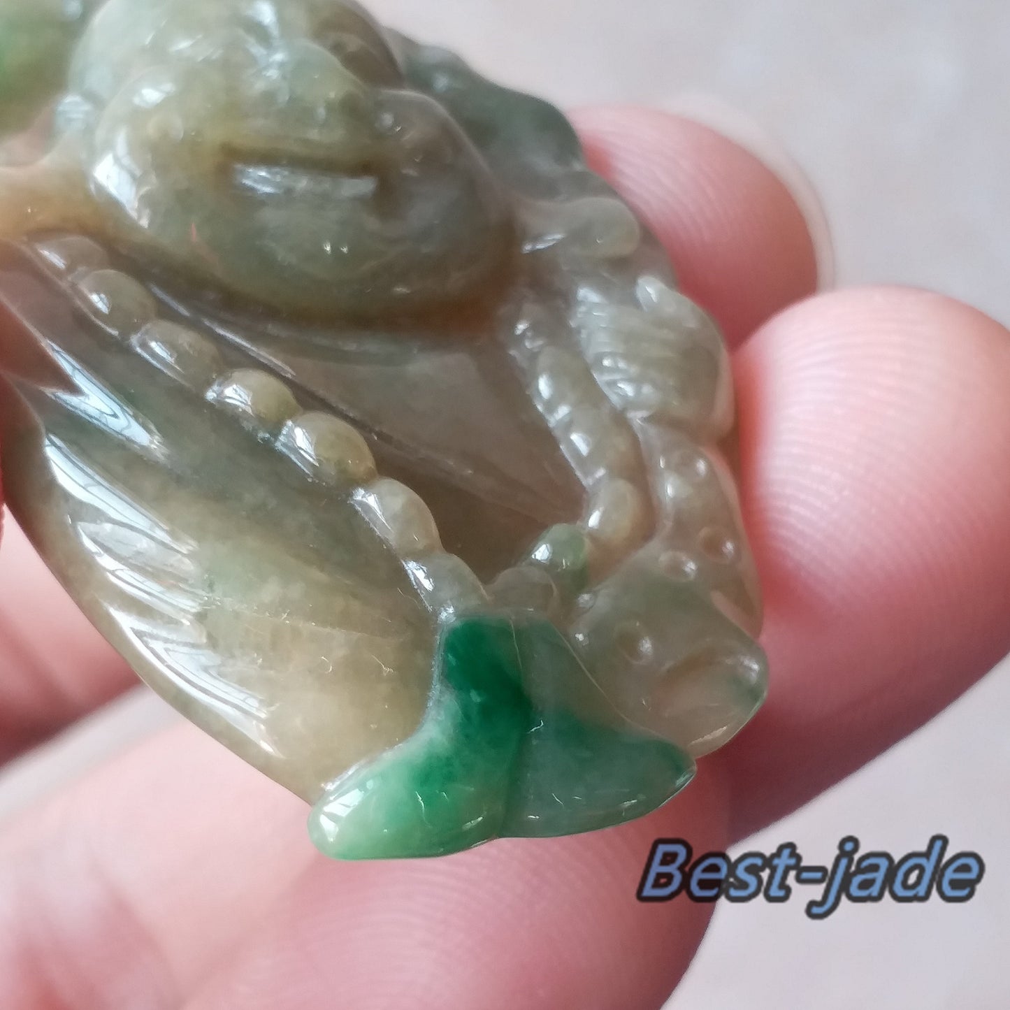 Natural Jadeite Yellow & Green Buddha Burma Grade A JADE Lady pendant necklace Jadeware