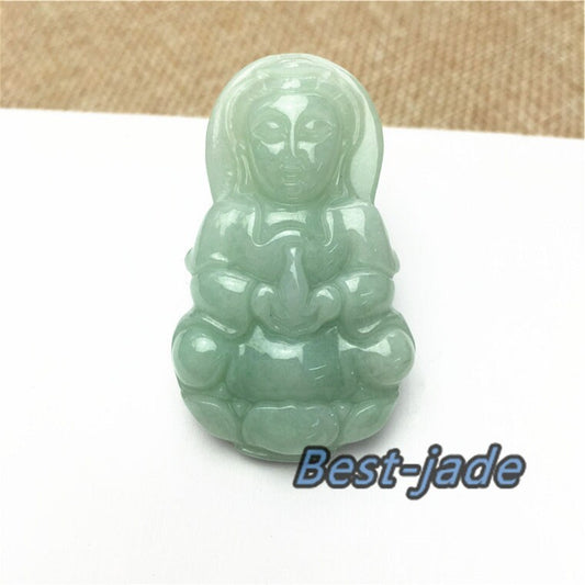 KWAN YIN Guanyin Natural Grade A Jade Green Burma Jadeite child Female jade gift