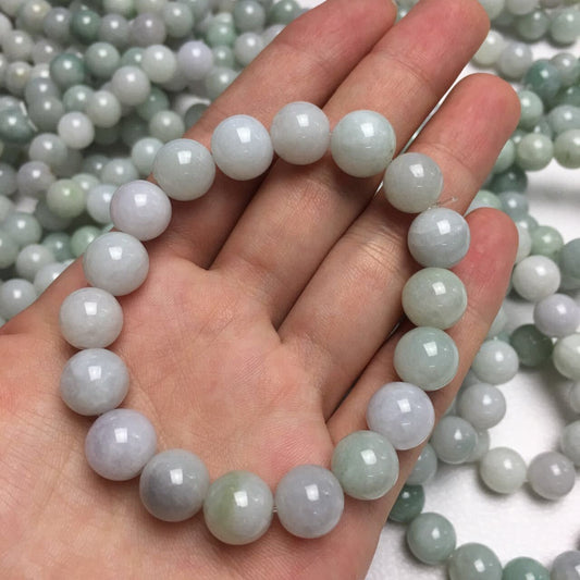 1PCS Certificated 6~18mm Round beads Grade A Natural Jadeite Hand carved Jade bangle Bracelet Chain stone Armband string rope  n.