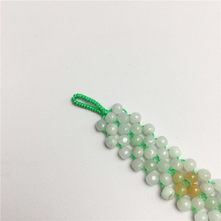 10PCS Flower beads Grade A Natural Jadeite Hand carved Jade bangle Bracelet Chain stone Armband n.  string rope Blume f.   fleur