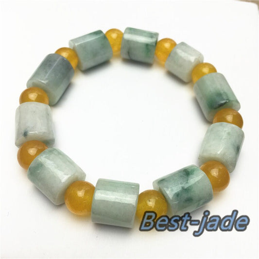 Burma Jade Grade A  Natural Jadeite Hand carved Jade Round bead bangle Bracelet Chain Burma stone Armband string rope