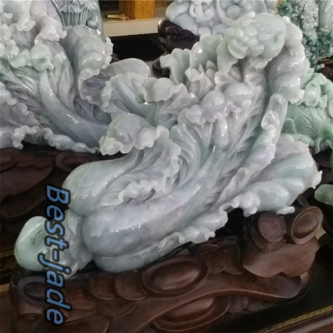 Exhibition Custom-made Sample Decoration Natural Grade A Green Burma Jade Jadeite  Hand craved Gemstone A stone guanyin Buddha