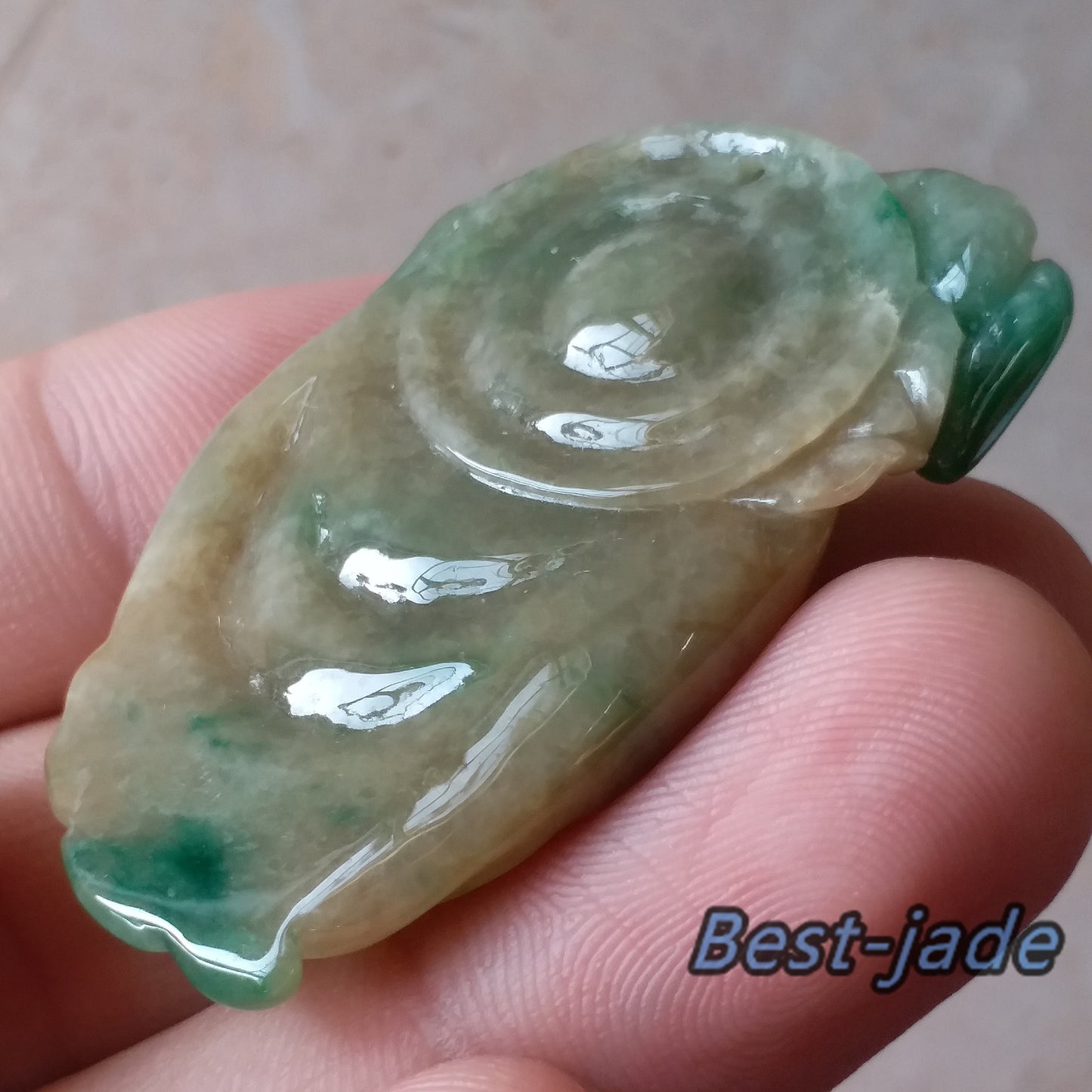 Natural Jadeite Yellow & Green Buddha Burma Grade A JADE Lady pendant necklace Jadeware