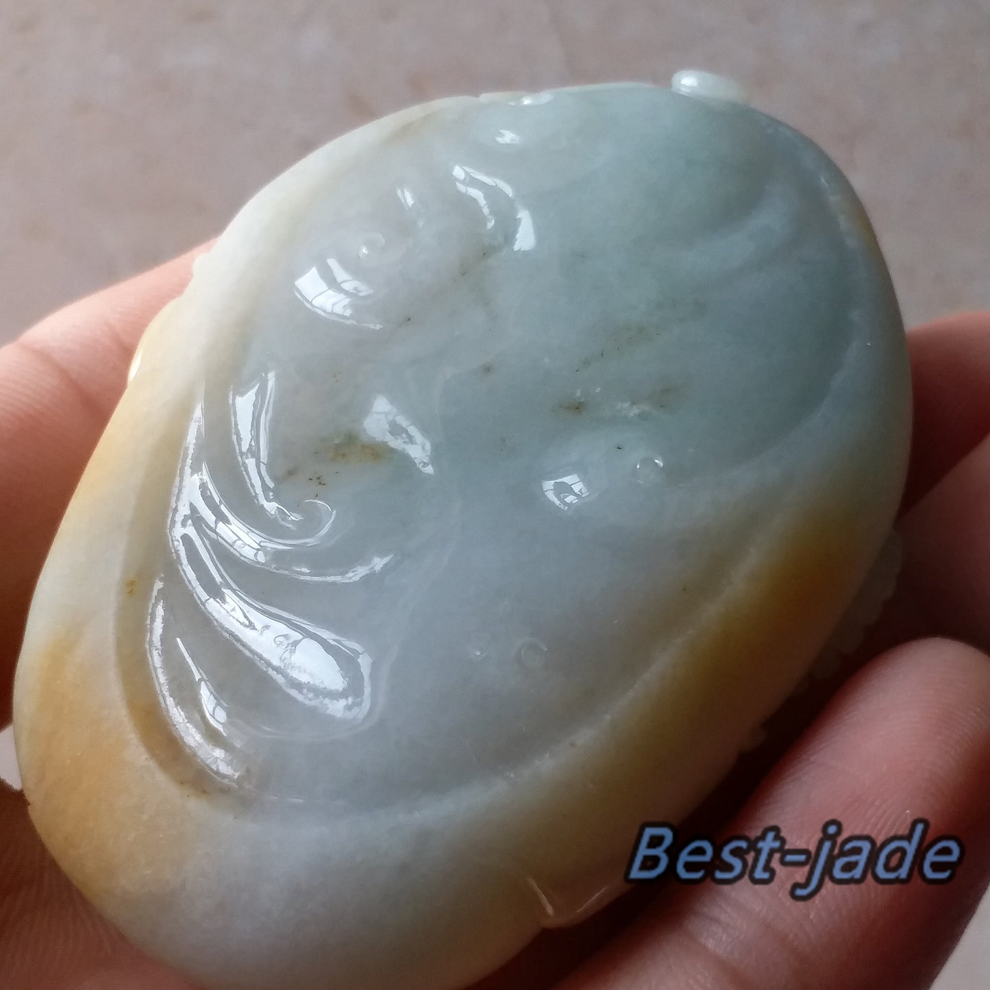 Big Natural Yellow Buddha Joss  Dull polishing JADE Hand craved Grade AJadeite Lady pendant necklace BEADS Anhnger Gemstone Hanging