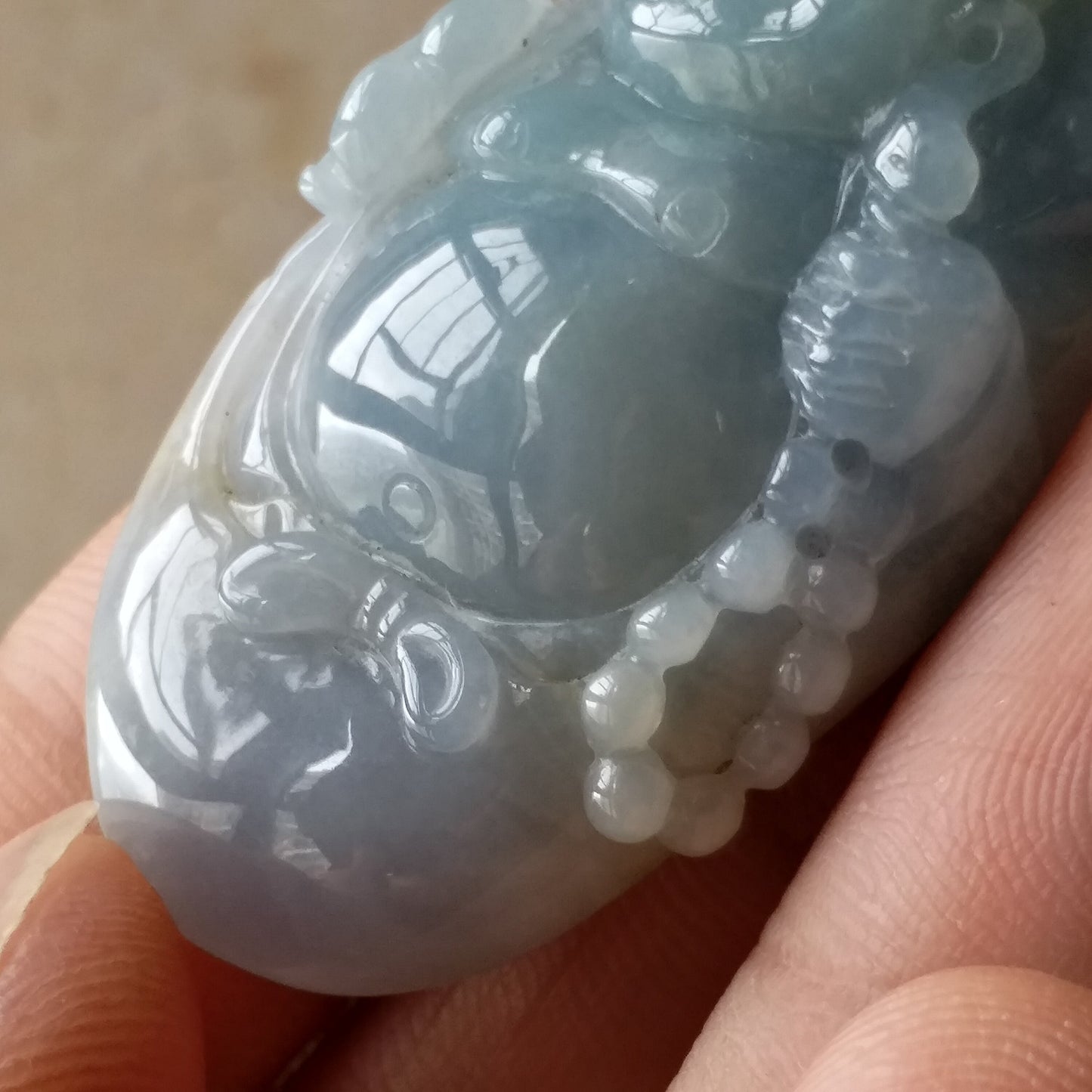 Natural Lavender Buddha Joss Purple ICE JADE Hand craved Grade AJadeite Lady pendant necklace BEADS Gemstone Hanging Jadeware Boy kids