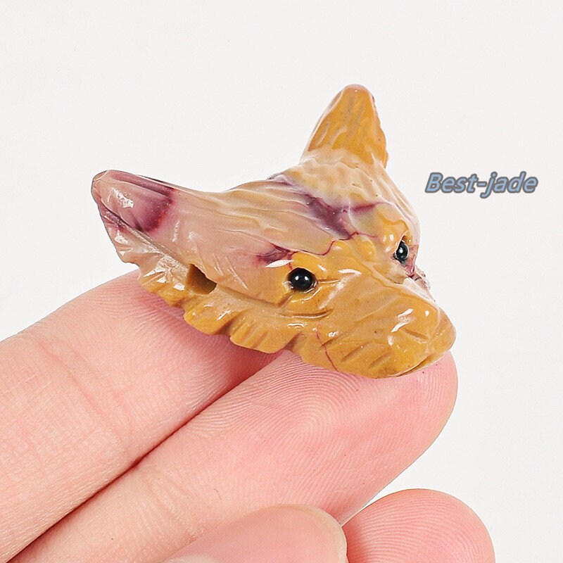 Natural Mookaite Handmade Moookite Jasper Wolf Head Good carving DIY pendant baby lady necklace