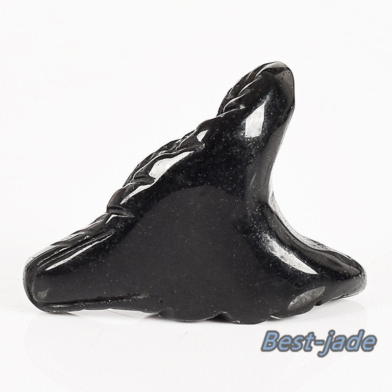 Natural Black obsidian Handmade Jasper Wolf Head Good carving DIY pendant baby lady necklace