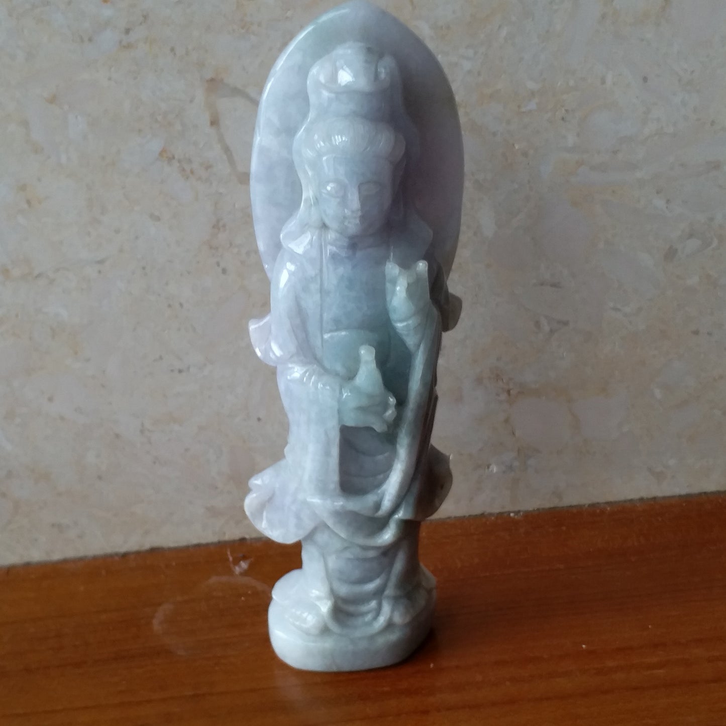 Guanyin Decoration Light purple and green  NaturalGrade AGreen Burma Jade Jadeite  Hand craved Gemstone A stone