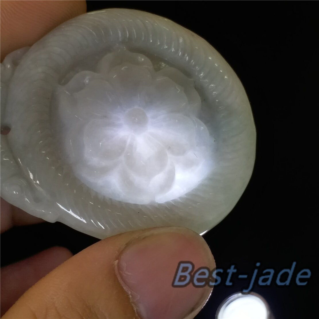 Flower Natural Green Grade A Pure Jade ICE Burma Jadeite Beads Hand Carved Lady pendant Gemstone Type A Jadeite