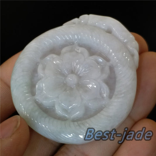 Flower Natural Green Grade A Pure Jade ICE Burma Jadeite Beads Hand Carved Lady pendant Gemstone Type A Jadeite