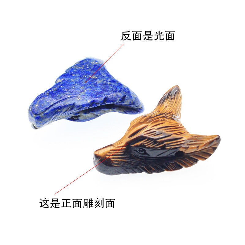 natural lapis lazuli  Handmade Jasper Wolf Head Good carving DIY pendant baby lady necklace