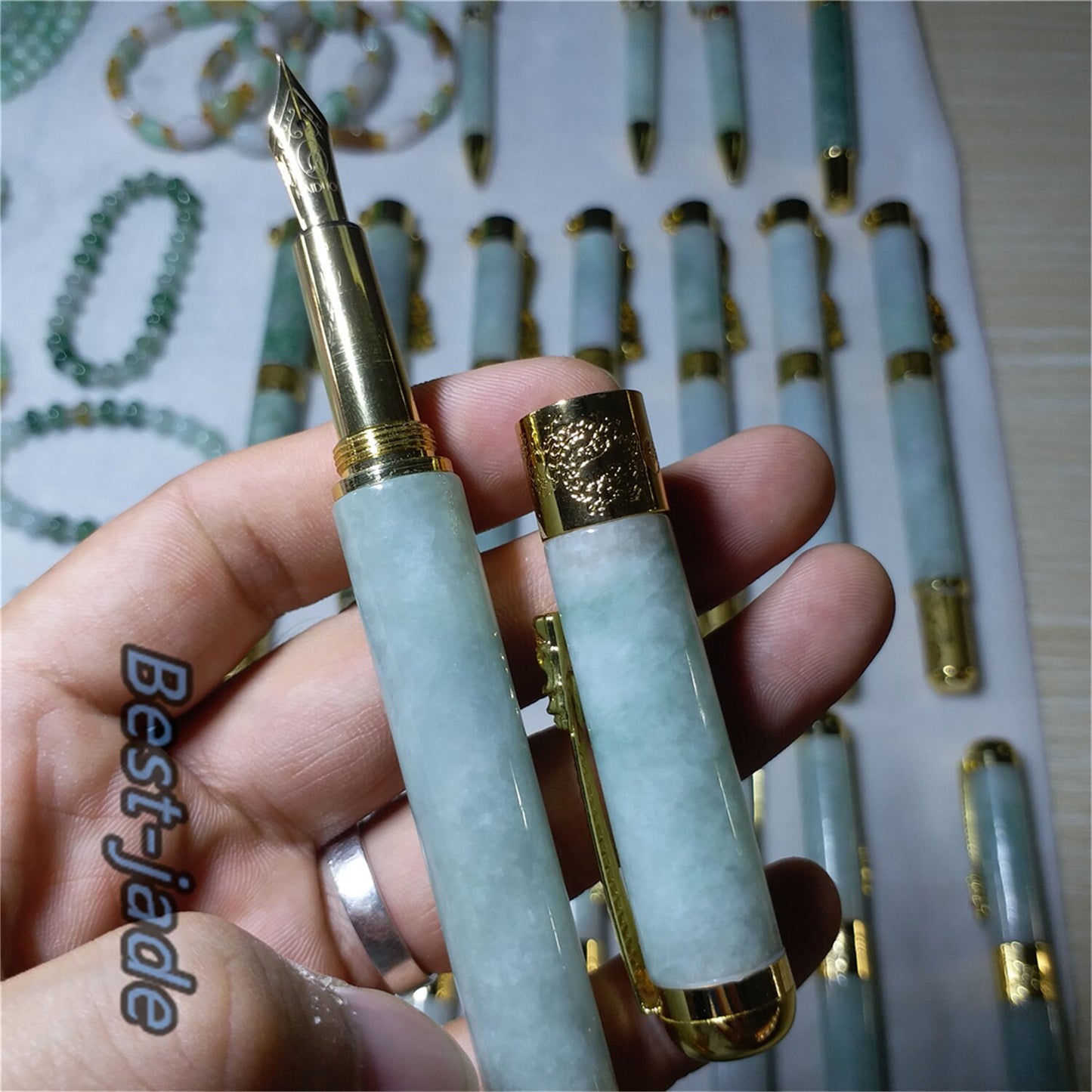 Natural Personalized Engraved Green Jadeite Pen Custom Pens, Burma jade Pen, Wedding Gifts, Nurse Gifts, Doctor Gifts Birthday Gifts